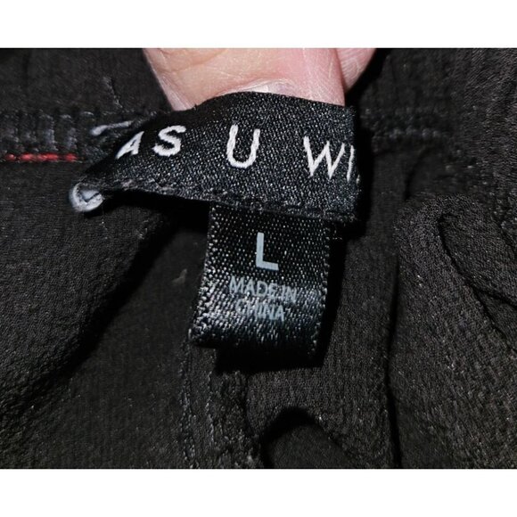 As You Wish Jumpsuit Sz L Black Wide Leg Cut Out Cross Over Knot Front Tie Back - Picture 8 of 10